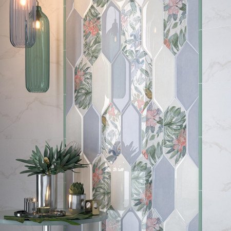 Плитка 35026 Фурнаш грань зеленый светлый глянцевый 14х34