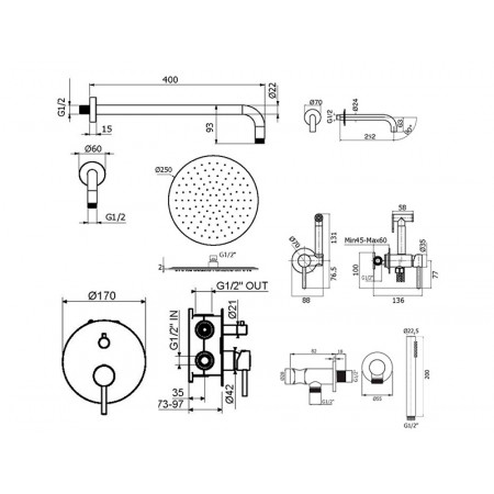 Комплект для душа Plumberia Selection IXO KITZXO19CR260