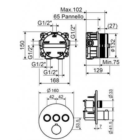 Комплект смесителя для душа с термостатом Plumberia Selection KITPSB1903CR