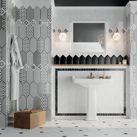 Плитка TOC004 Декор Келуш 1 грань черно-белый 9,8х9,8