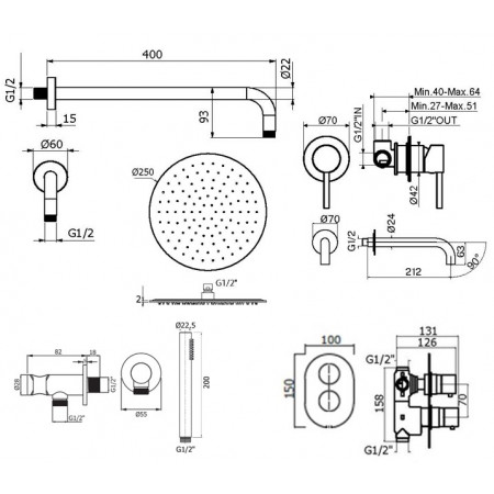 Комплект для душа Plumberia Selection IXO KITZXOT18CR210