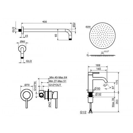 Комплект для душа Plumberia Selection IXO KITXO01CR53