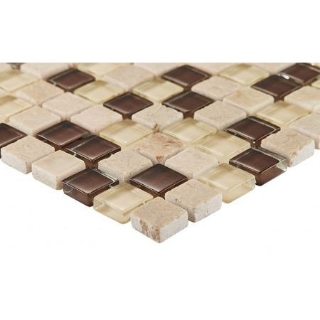 Мозаика № 2027 микс мрамор бежевый-коричневый-молочный (1.5х1.5) 30х30