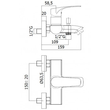Смеситель для ванны Paffoni Lime LM022CR