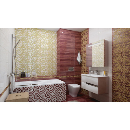 Плитка Декор Ампир бордовый 25х50