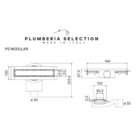 Душевой трап PLUMBERIA SELECTION PSM MODULAR PSM90MT