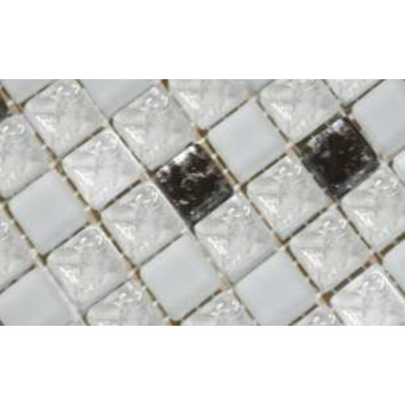 Мозаика №2021 микс белый-белый колотый-белый матовый-платина (1.5х1.5) 30х30
