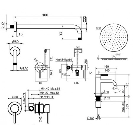 Комплект для душа Plumberia Selection IXO KITZXO01CR53