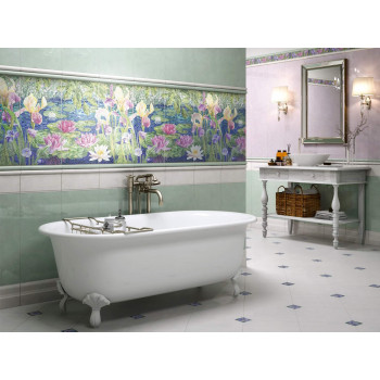 Плитка SPA017R Сад Моне бордюр зеленый обрезной 30*2.5