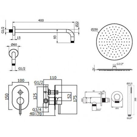 Комплект для душа Plumberia Selection IXO KITXO15NO