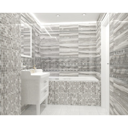 Плитка Бордюр металлический серебро глянцевое 2,9х50