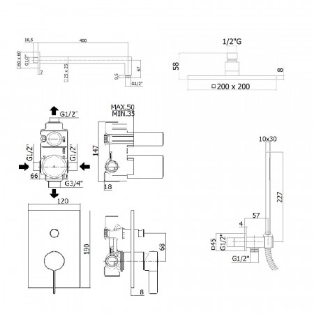 Комплект для душа Paffoni Rock KITRO015SCR