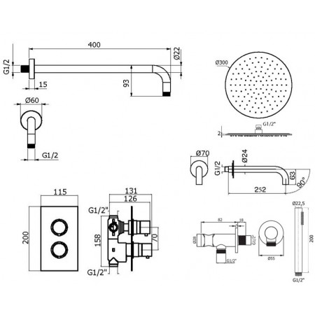 Комплект для ванны Plumberia Selection IXO KITXOT19QBO260KING