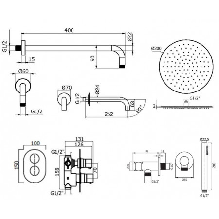Комплект для ванны Plumberia Selection IXO KITXOT19CR260KING