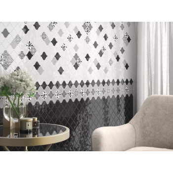 Плитка 65001 Арабески глянцевый черный 26x30