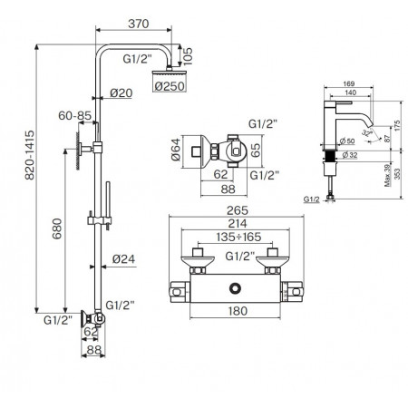 Комплект для душа Plumberia Selection IXO KITXO6302BO53