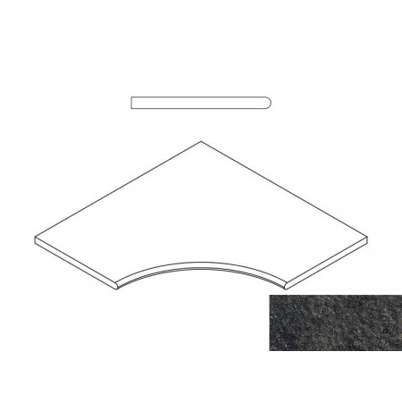 Керамогранит 620090000663 Бортик Рум Блэк угловой закругленный 30 Х2 60х60