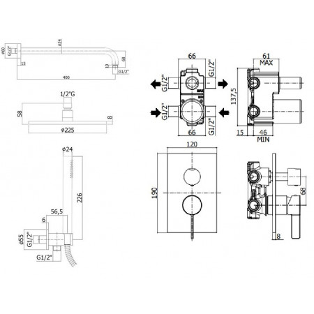 Комплект для душа Paffoni Rock KITRO018RCR