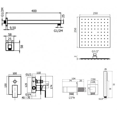Комплект для душа Plumberia Selection TAG KITTG15NO