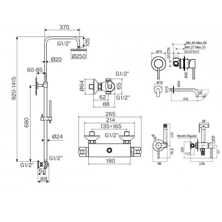 Комплект для душа Plumberia Selection IXO KITZXO6302NO210