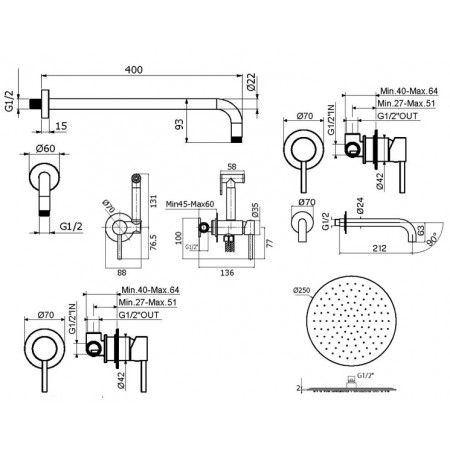 Комплект для душа Plumberia Selection IXO KITZXO01RS210