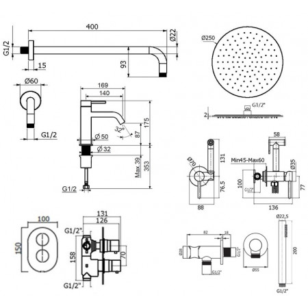 Комплект для душа Plumberia Selection IXO KITZXOT18CR53