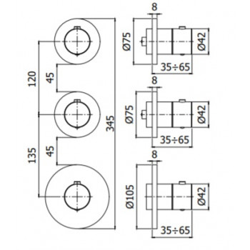 Внешняя часть смесителя для душа Paffoni Modular box MDE018NO