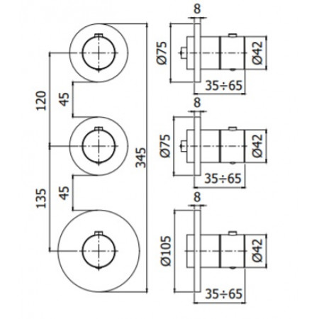 Внешняя часть смесителя для душа Paffoni Modular box MDE018NO