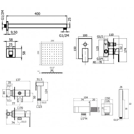 Комплект для душа Plumberia Selection TAG KITZTG15CR