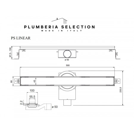 Душевой трап PLUMBERIA SELECTION PSL LINEAR PSL50MT