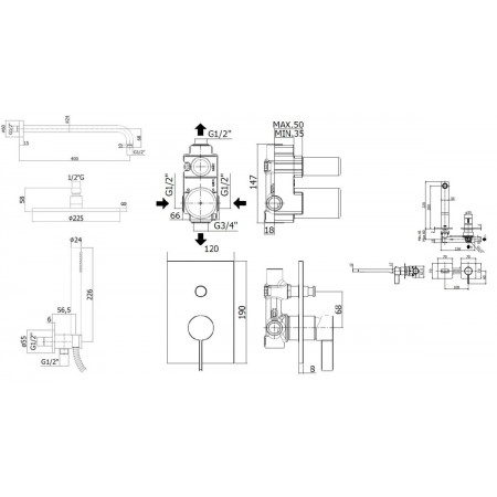 Комплект для душа Paffoni Rock KITRO015RCR105