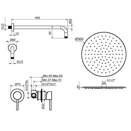 Комплект для душа Plumberia Selection IXO KITXO01CRKING