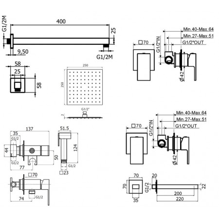 Комплект для душа Plumberia Selection TAG KITZTG01CR220