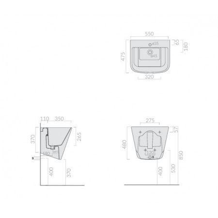 Подвесная раковина Galassia Meg11 5482