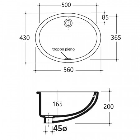 Раковина встраиваемая GALASSIA DENISE 6002