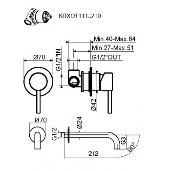 Комплект смесителя для раковины Plumberia Selection KITXO1135NO210