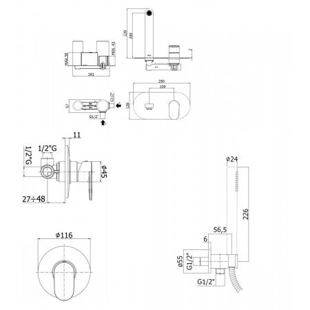 Комплект для душа Paffoni Candy KITCA010HCR105