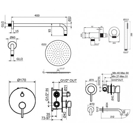 Комплект для душа Plumberia Selection IXO KITXO18BO210
