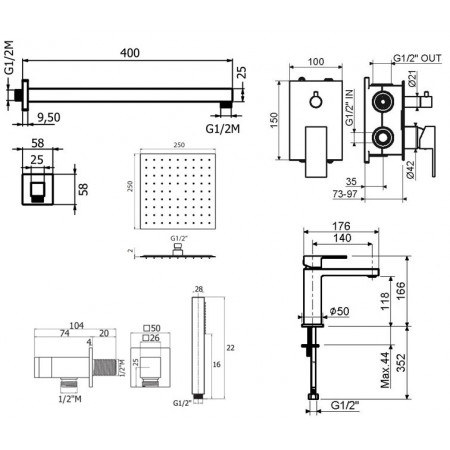 Комплект для душа Plumberia Selection TAG KITTG18CR53