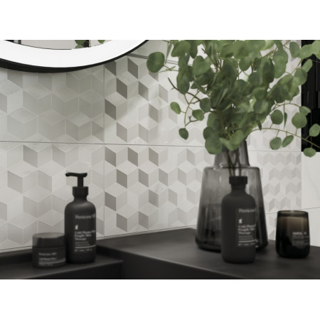 Плитка A15918 вставка Omnia геометрия белый 20x44