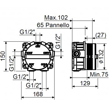 Внутренняя часть смесителя для душа Plumberia Selection PSB003