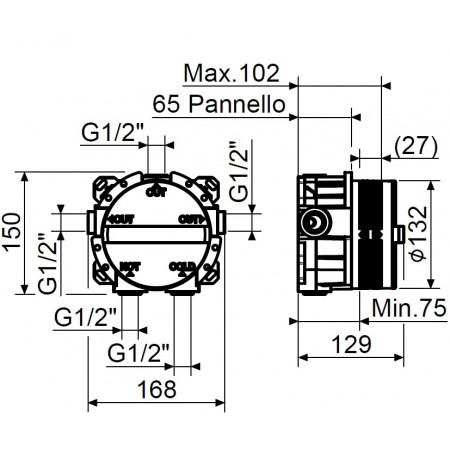 Внутренняя часть смесителя для душа Plumberia Selection PSB003