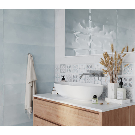 Плитка LBU332D Lissabon рельеф сине-зелёный 25x75