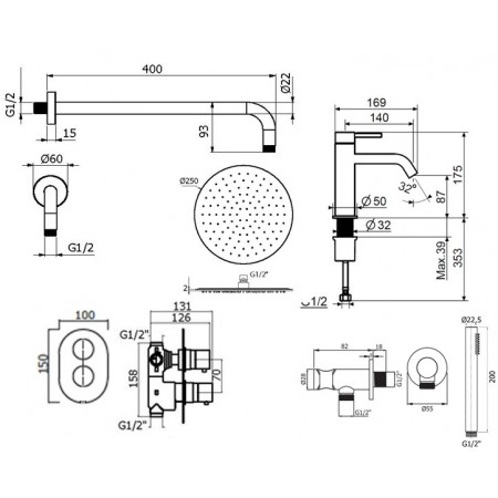 Комплект для душа Plumberia Selection IXO KITXOT18CR53