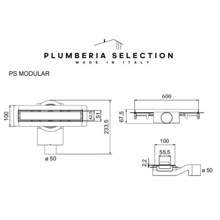 Душевой трап PLUMBERIA SELECTION PSM MODULAR PSM60OB