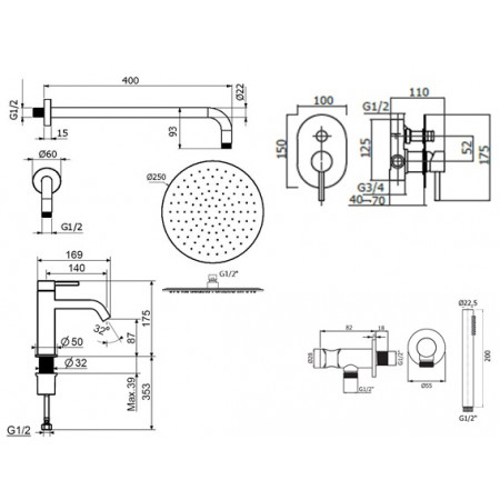 Комплект для душа Plumberia Selection IXO KITXO15CR53