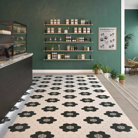 Керамогранит SG1008N Кальсада черный натуральный (37х31 из 9 частей) 10,4х12