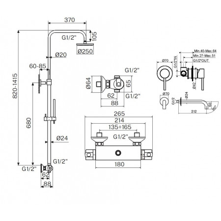 Комплект для душа Plumberia Selection IXO KITXO6302CR210