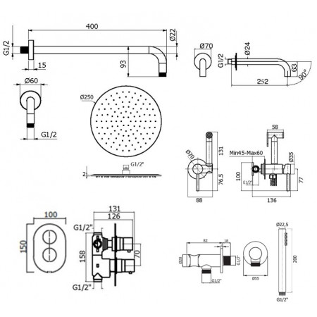 Комплект для ванны Plumberia Selection IXO KITZXOT19BO260