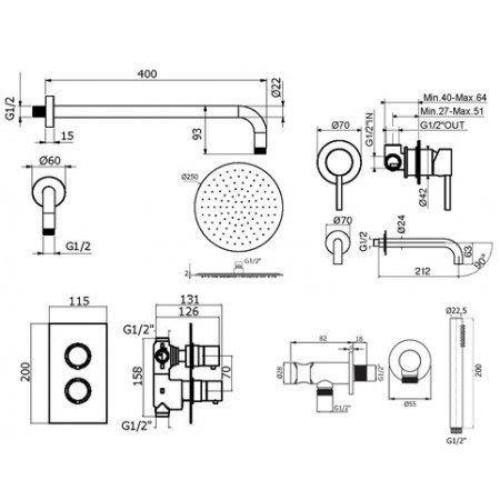 Комплект для душа Plumberia Selection IXO KITXOT18QNO210